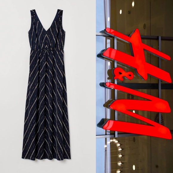 CLOSING SALE! 
🎉HP!!🎉 NWT H&M | Long V-Neck Blue Dress - Picture 2 of 7